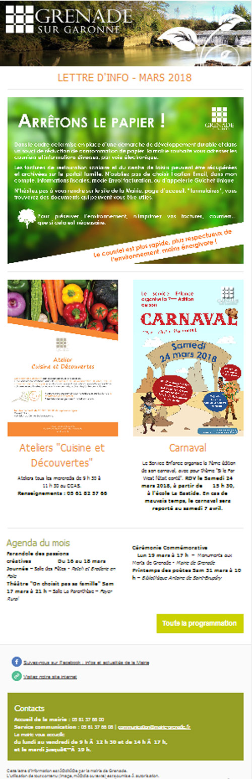 Newsletter mars 2018