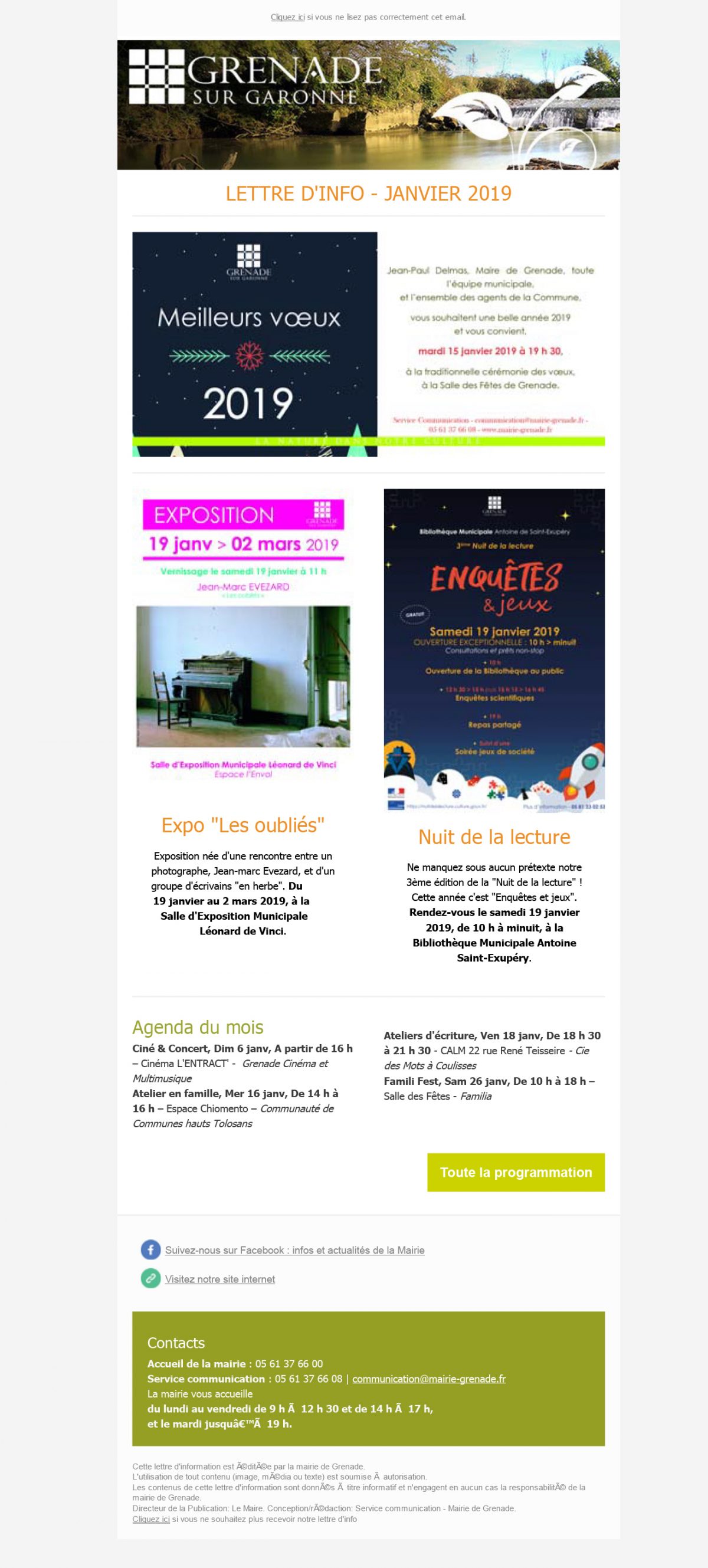 Newsletter janvier 2019