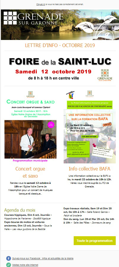 Newsletter octobre 2019